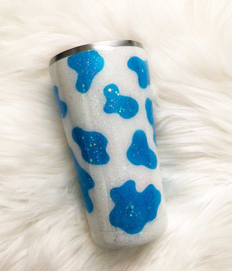 Custom Animal Print Glitter Tumbler Cowhide Glitter Tumbler