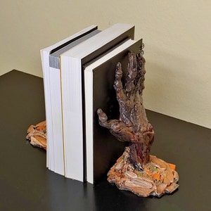 Zombie Hands Bookends, Creepy Gothic Horror Shelf Decor, Halloween Undead Gift for Horror Fans