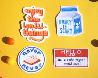 4 PCS Vegan Puns Sticker Set