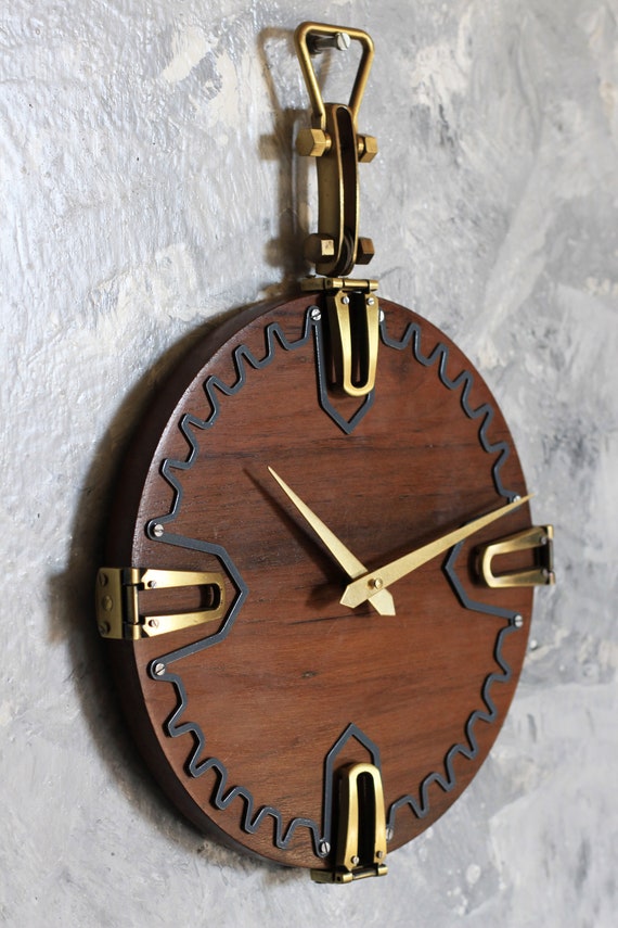 Wall Clock Wood Hanging Minimal Living - Brown Clock Wall Decor Wall Clock Wood Hanging Minimal Living - Brown Clock Wall Decor