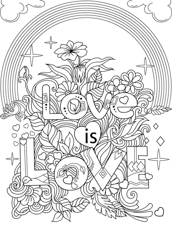 Pride coloring page Love is Love Etsy
