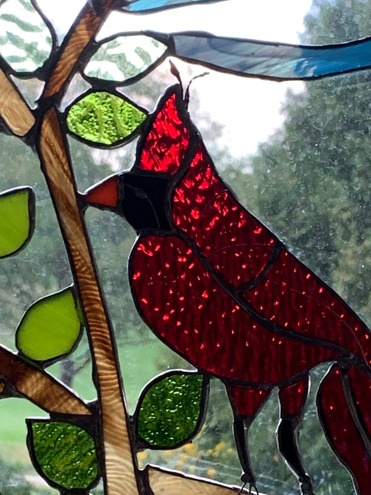 Stained Glass Cardinal Garden Ornament Etsy