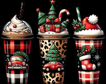 Festive Christmas drinks PNG bundle, 7 files