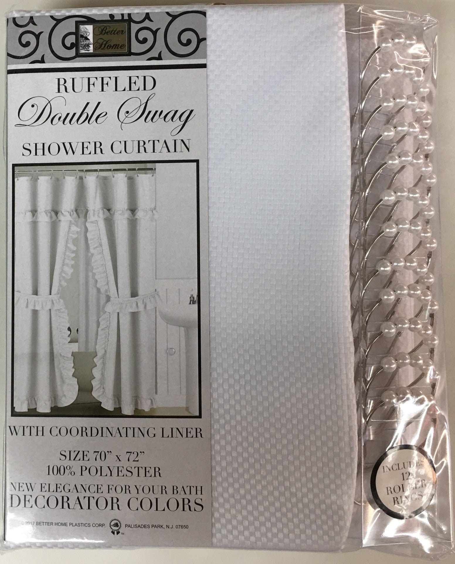 Mosaic Double Swag Fabric Shower Curtain Liner and 12 Roller Etsy