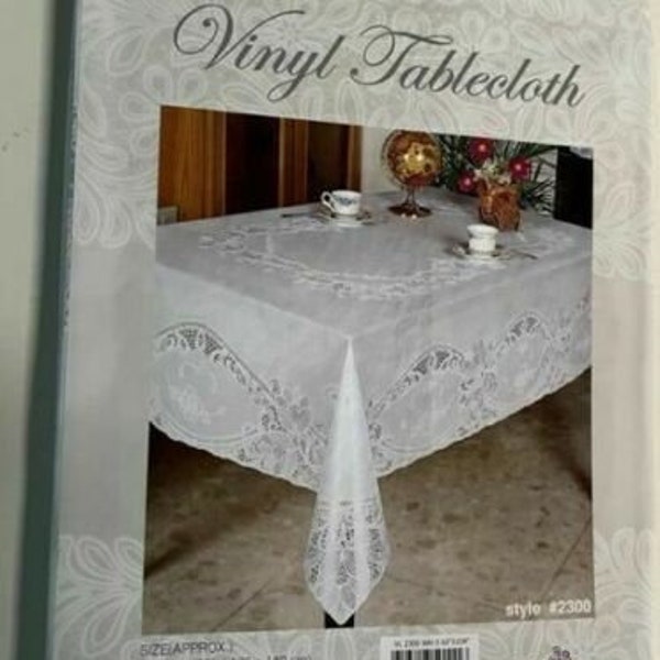 Vintage Look Vinyl Lace Tablecloth