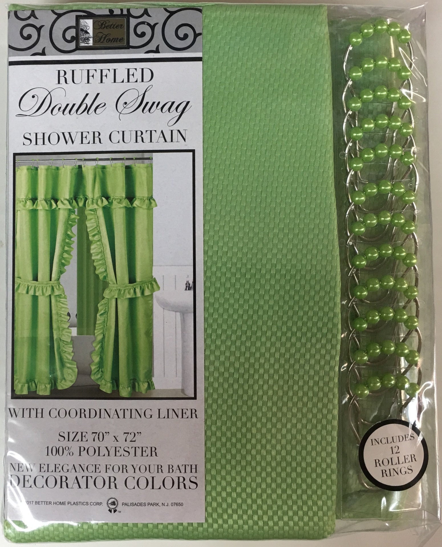 Mosaic Double Swag Fabric Shower Curtain Liner and 12 Roller Etsy