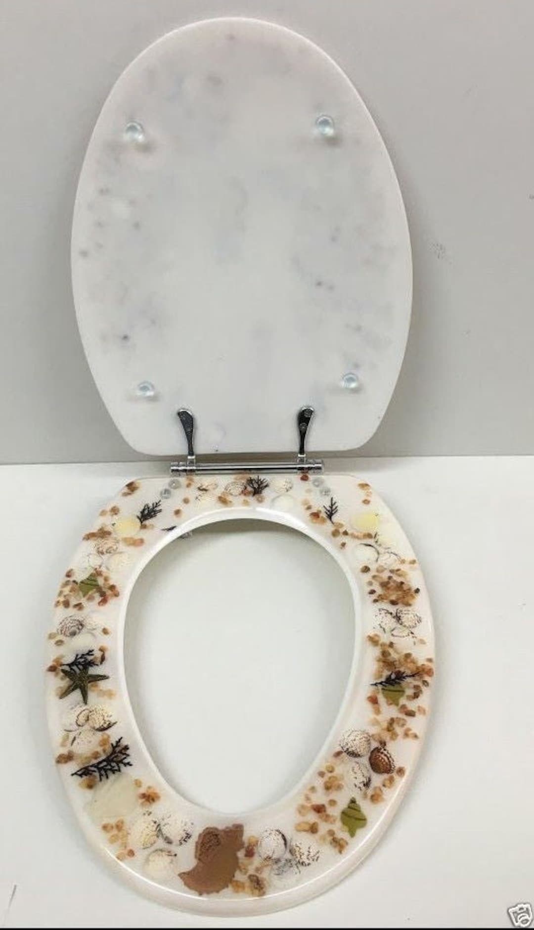 Elongated Ivory Seashell and Seahorse Resin Toilet Seat Etsy