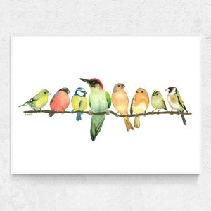 British Garden Birds Print: Vögel auf Ast Wandkunst