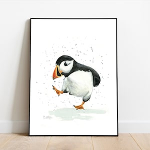 Puffin | Puffin Bird | Puffin prints | Birds art | Black and white prints | Black and white decor | Black birds | Penguin prints