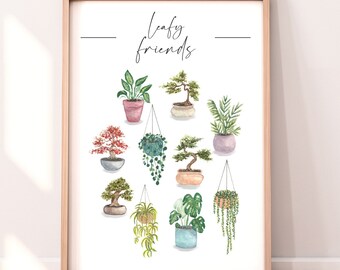 House Plants Watercolor Art Print: Botanical Wall Decor