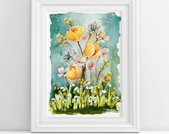 Floral Watercolour Painting: British Botanical Art - Original wildflowers artwork
