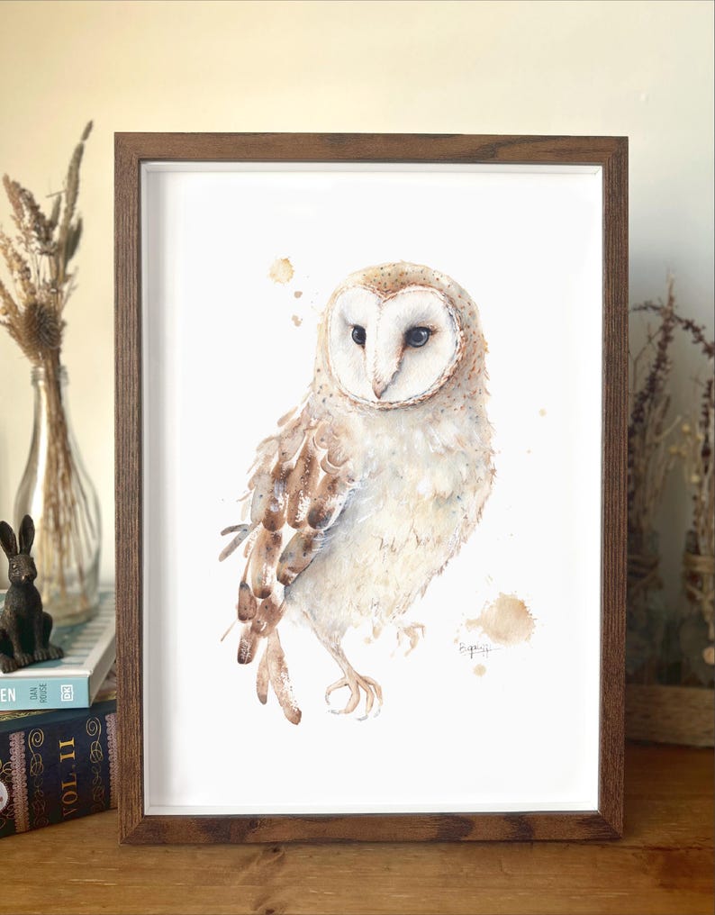 Barn Owl Watercolor Art Print – Rustic Wildlife Wall Decor – Bird Lover ...