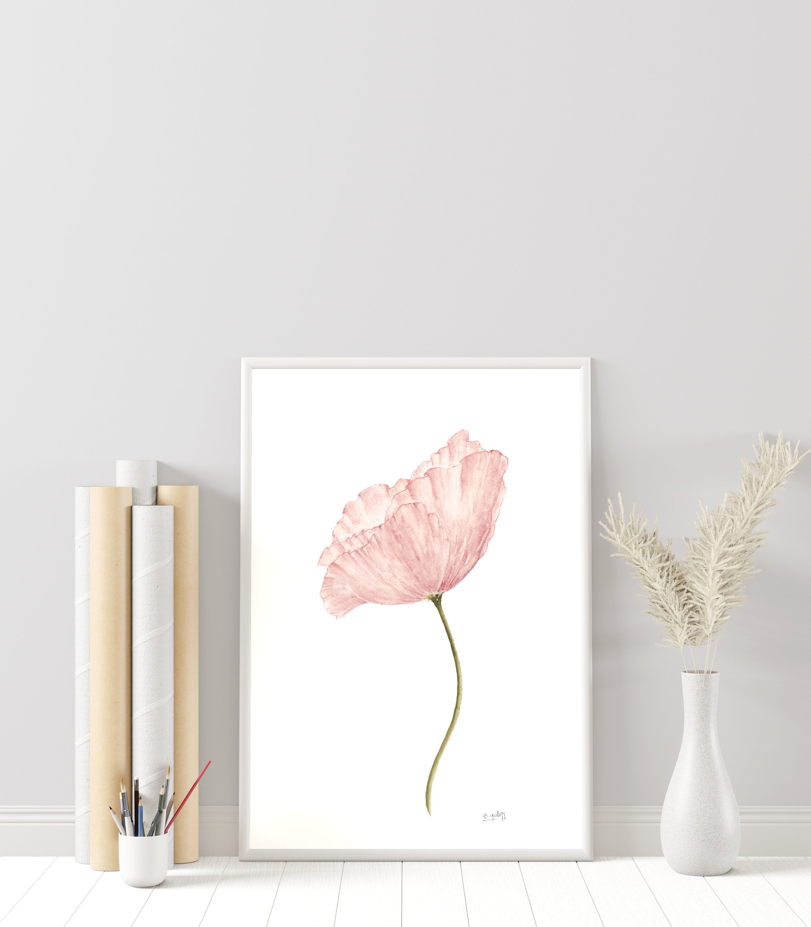 Pink Flower Print Light Pink Wall Art Pink Watercolour Art Etsy