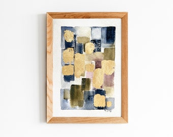 Gold Abstract watercolour painting: Modern Wall Art with gold