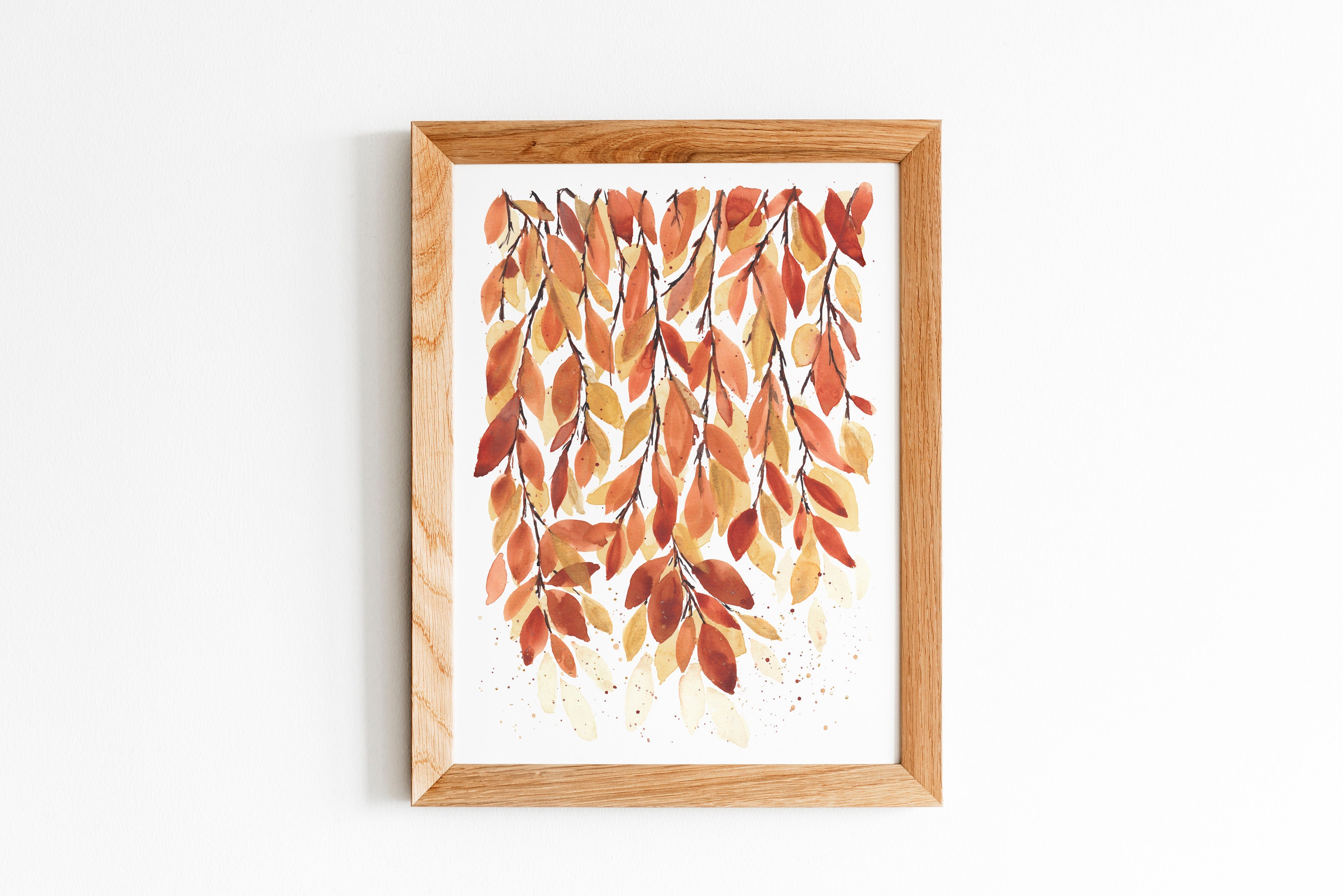 Autumn Wall Art Print With Leaves Fall Wall Decor Rustic Etsy Ireland