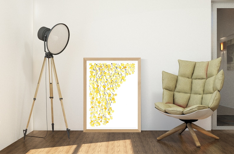 Minimalist Yellow Printable Wall Art Floral Painting Wall Art Etsy