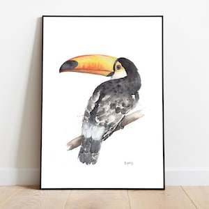 Toco Toucan Bird art |Tropical birds art | Bird print | Toucan Bird watercolour painting | Tropical art print, animal illustration wall art