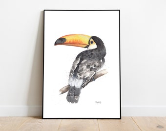 Toucan Print: Tropical Bird Wall Art - Toco Toucan watercolour art