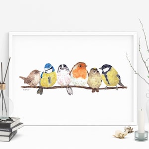 British Garden Birds print. Birds on branch wall art. Bird prints art. Bird watercolour artwork painting . Bird watching lover gift decor image 5