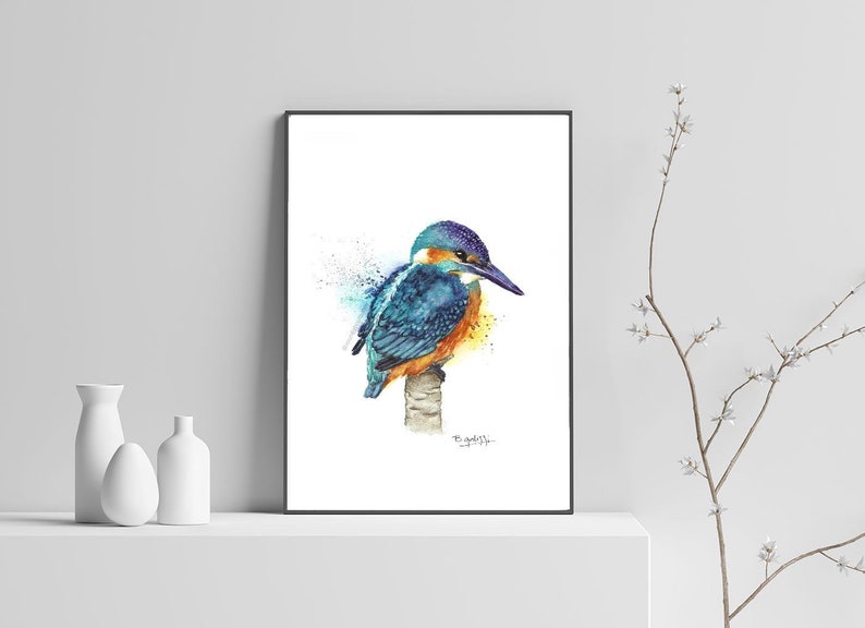 1891. Antique kingfisher print Bird wall decor Bird picture Bird wall art Vintage bird print Water kingfisher Gift for bird lovers