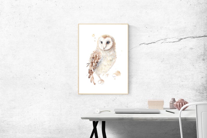 Barn Owl Watercolor Art Print – Rustic Wildlife Wall Decor – Bird Lover ...
