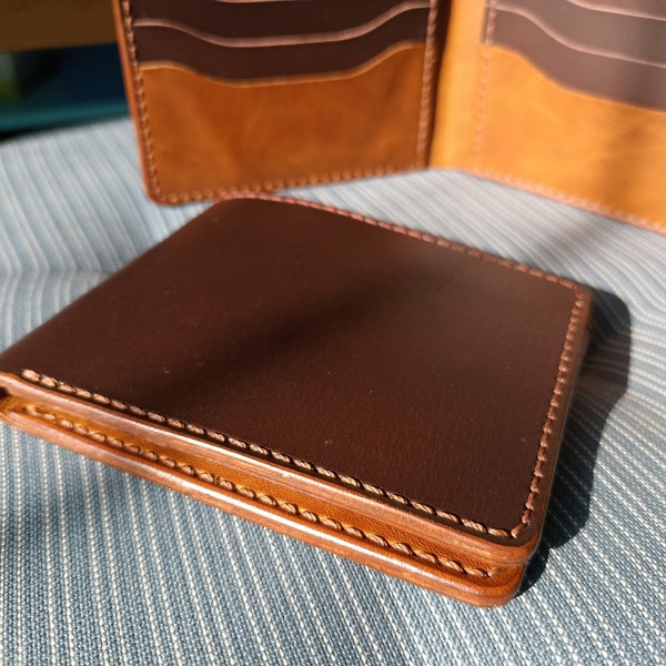 Cartera billetera de bolsillo en cuero  grano superior. Billetera de cuero para hombre elegante y funcional, billetera con identidad.