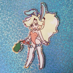 Peach Bunny Holographischer Aufkleber