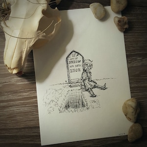 No Fricks Zombie Girl 5x7 Original Illustration