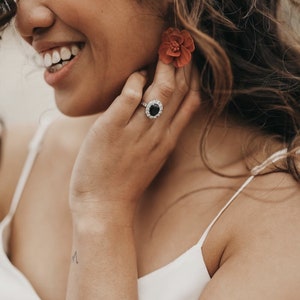 18KGold rust flower earrings red orange floral earrings bridesmaids earrings fall wedding tropical wedding, beach wedding, colorful bride image 2