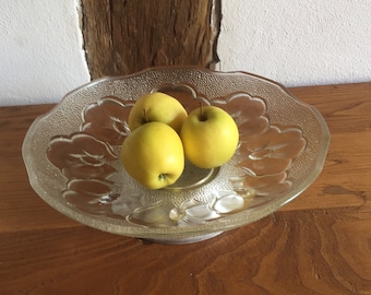 Franzoesische Art-Deco Glas Schale mit Alufuss  Obstschuessel  Antikschmuck  leichtfuessig  30erJahre