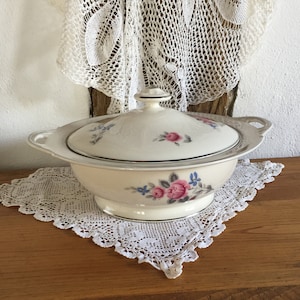 French vintage vegetables Schuessel, tureen with lid Limoge porcelain 30s