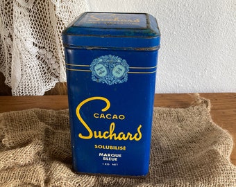 Lata francesa vintage "Cacao von Suchard" almacenaje, decoración