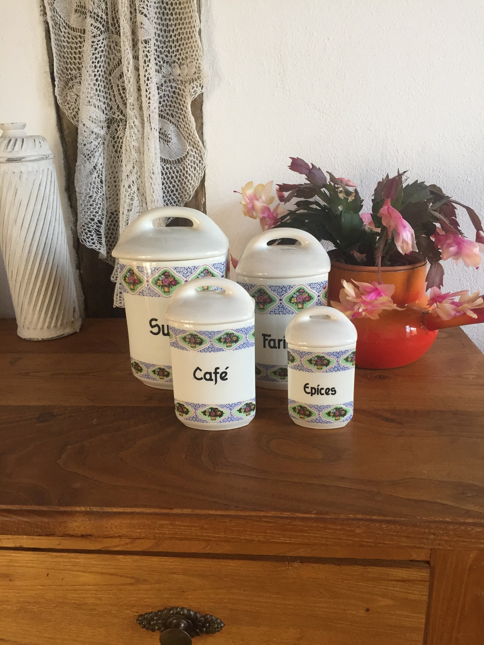 Set of 4 Porcelain Storage Boxes Art Deco Country House Etsy