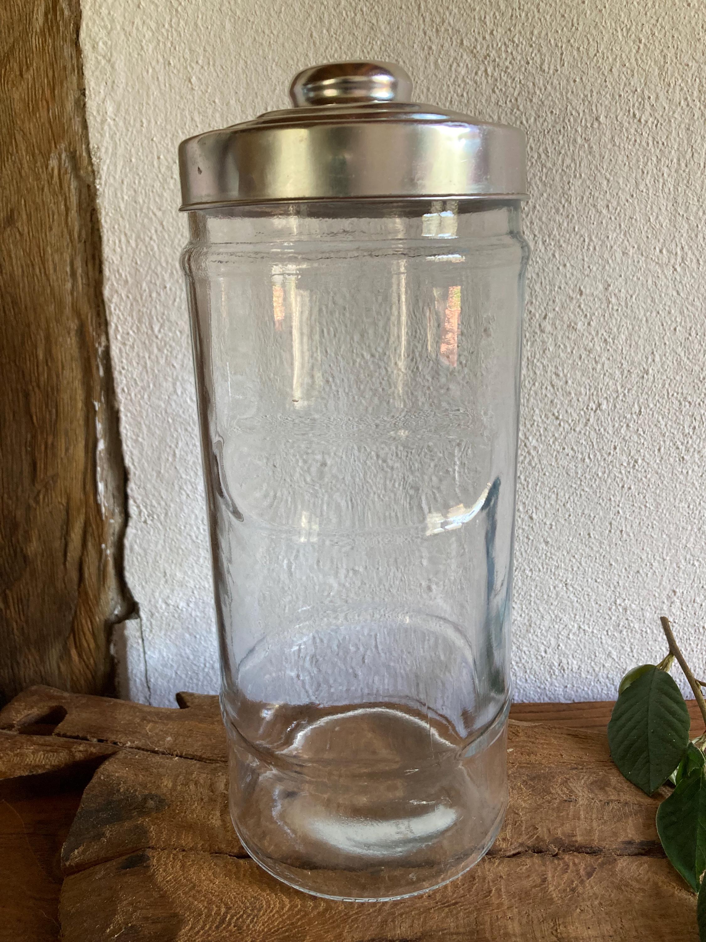 Vintage Glass Container With Metal Lid, Glass for Storage, Kitchen