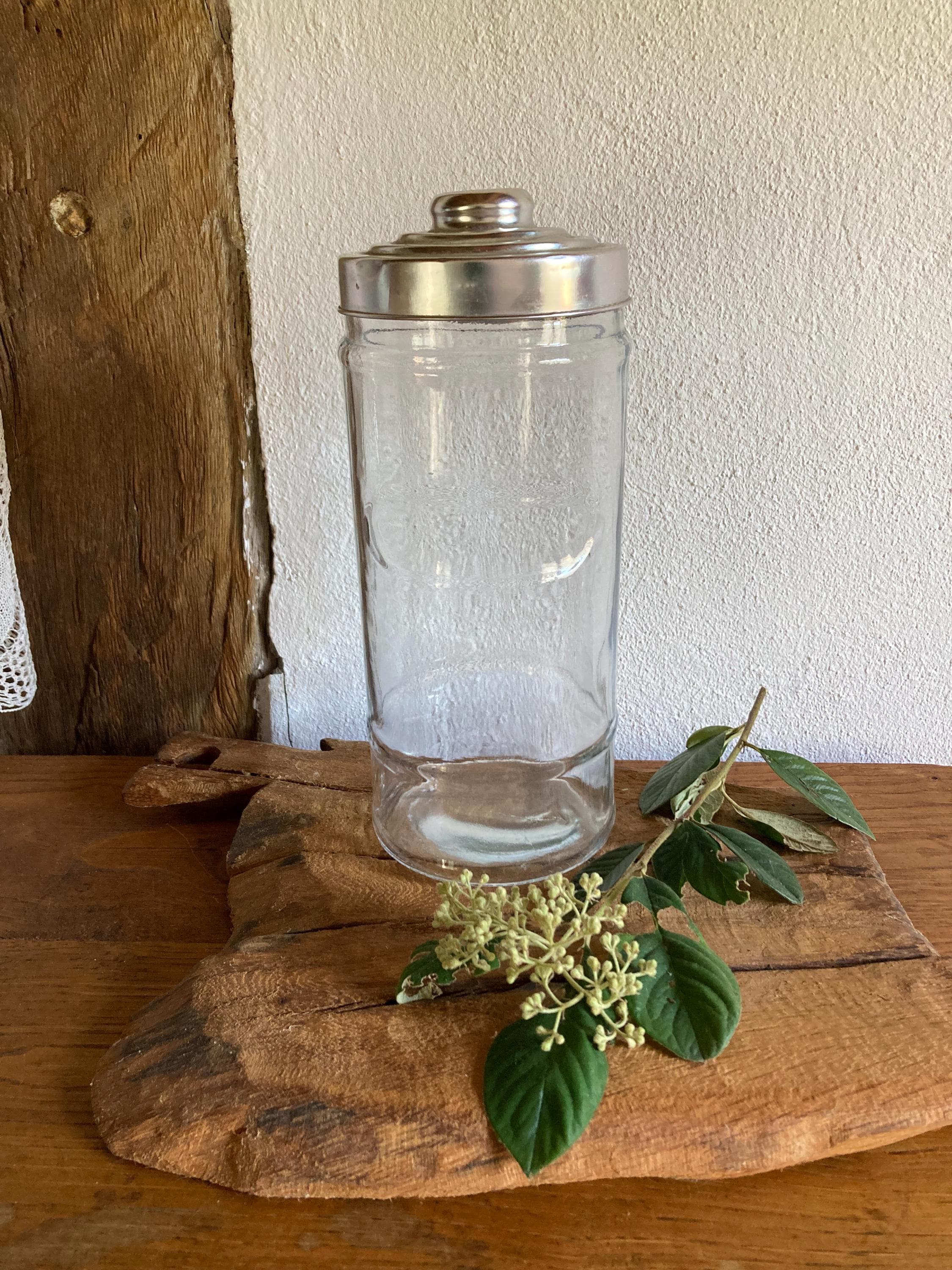 Vintage Glass Container With Metal Lid, Glass for Storage, Kitchen
