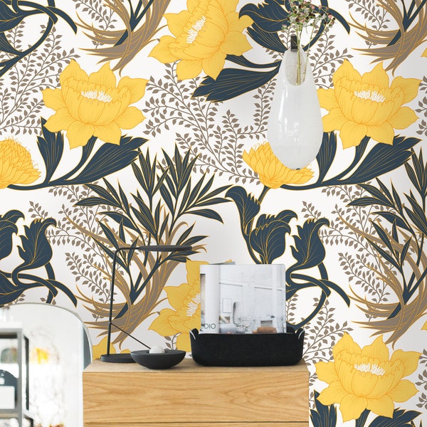 Yellow Removable Wallpaper - Etsy
