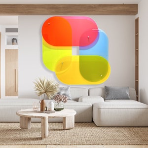 80s Art, 3D Wall Art, Large Fluorescent Acrylic Wall Art, Neon Pop Art, Abstract Wall Decor, Mid Century Modern Wall Art, Wall Hanging