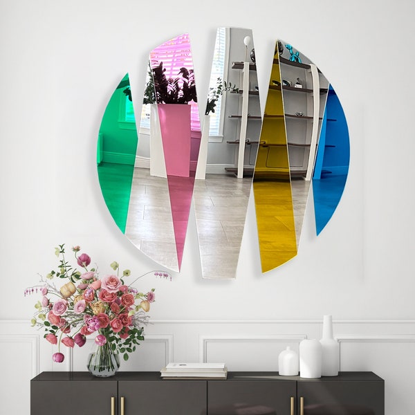 Oversized Wall Art, Mid Century Modern, Wall Art, Wall Decor, Wall Sculpture, Contemporary Wall Art, Abstract Art, Round Mirror Decor