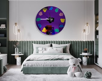 Oversize Acrylic Wall Clock/Custom Colors/Mirrored Acrylic Art/Wall Art/Made In USA/Wall Sculpture/Mirror Wall Decor/Modern Art / Kids Clock