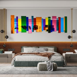 Colorful Sticks, Pop Art,Extra Large Wall Art,Wall Sculpture,Geometric Wall Art, 3D Wall Art,Modern Art,Mirrored Acrylic Art, 80s Wall Decor