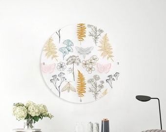 Herbs Pattern Acrylic Circle Print - Modern Transparent Wall Art, Living Room Wall Art, Mirror Art, Home Decor, Botanical Wall Decor