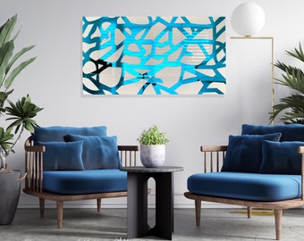 Large Mirrored Geometric Wall Art: Modern Abstract Decor