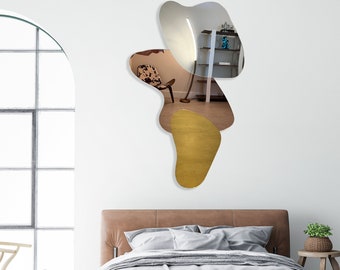 Arte de pared acrílico con espejo grande: decoración abstracta moderna