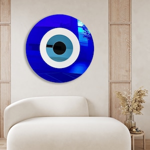 Blue Evil Eye Charm Mirrored Acrylic Art Wall Art Mirror Wall Decor Modern Art Abstract Wall Decor Turkish Evil Eye Housewarming Gift