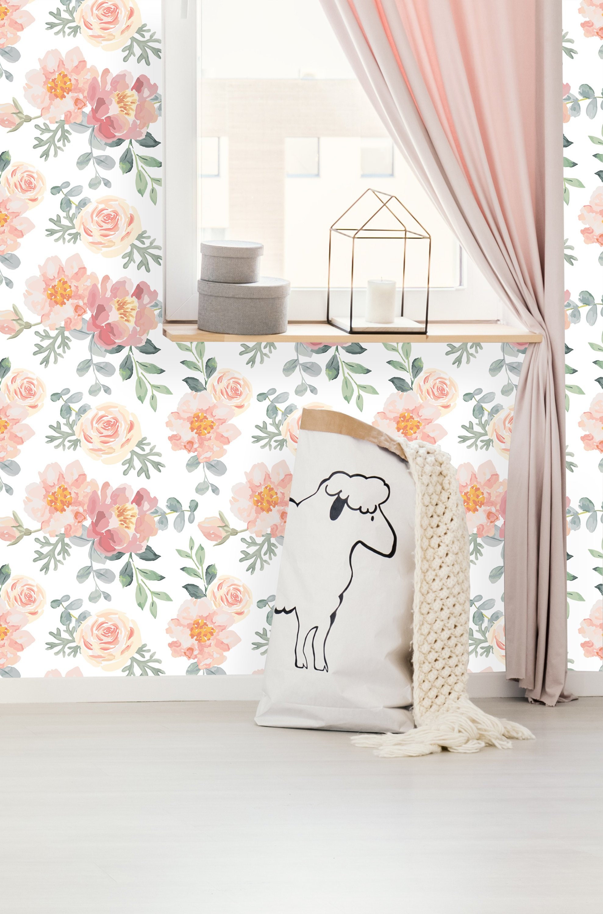 Removable Wallpaper Self Adhesive Wallpaper Vintage Pink Etsy