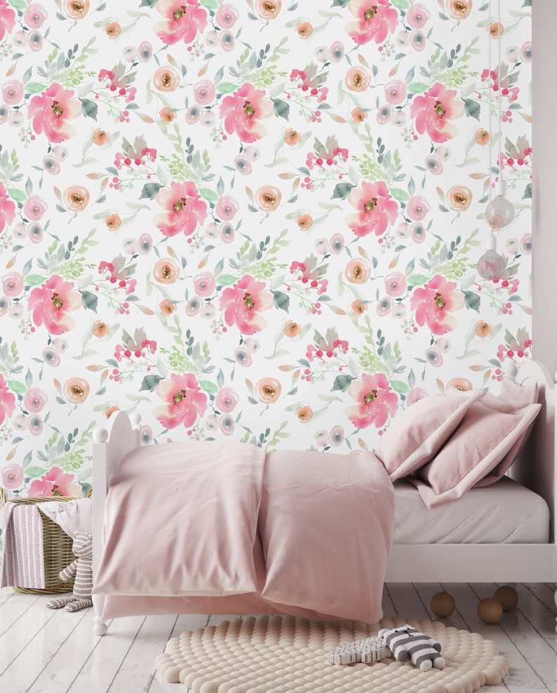 Removable Wallpaper Self Adhesive Wallpaper Pink Peonies Etsy Canada