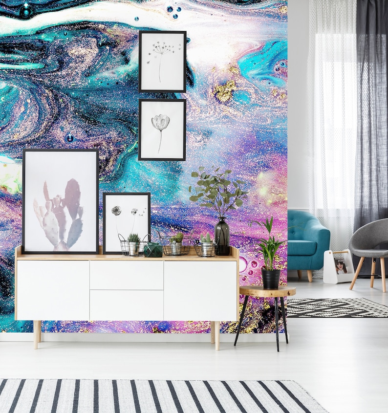 Removable Wallpaper Self Adhesive Wallpaper Bright Abstract Etsy