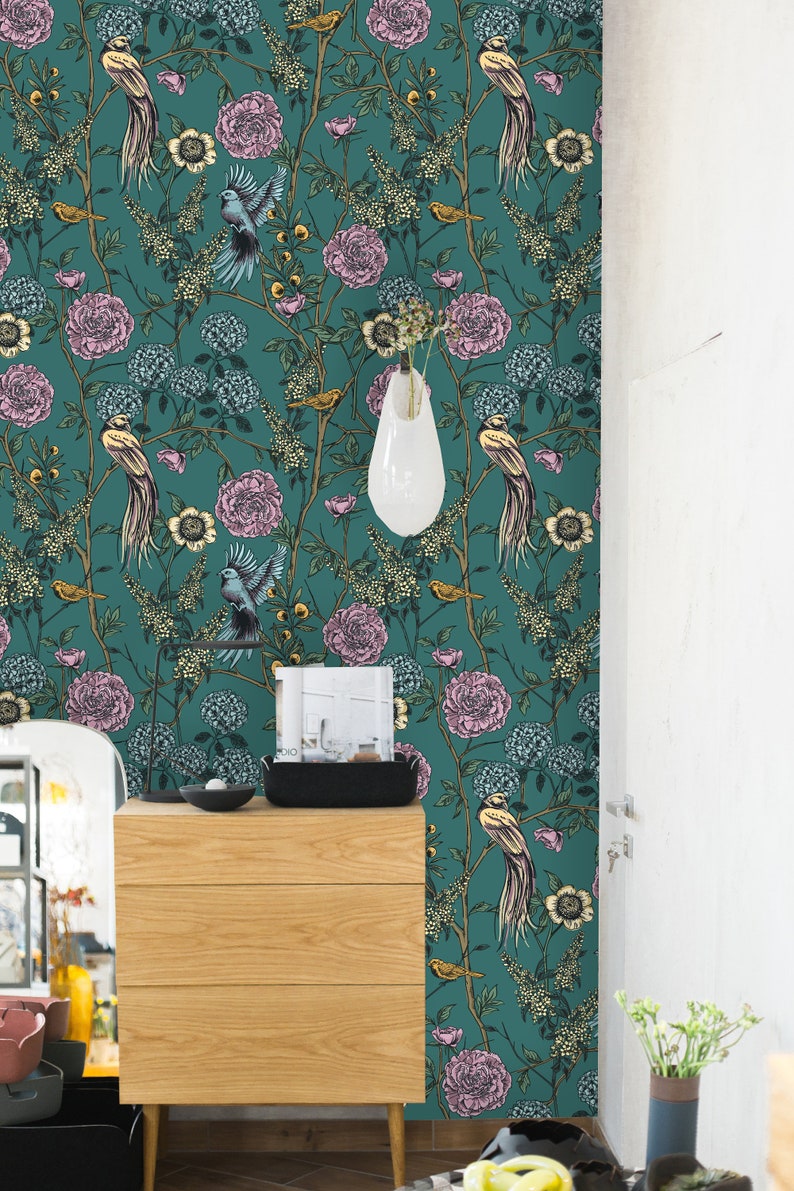 Removable Wallpaper Self Adhesive Wallpaper Vintage Floral Etsy