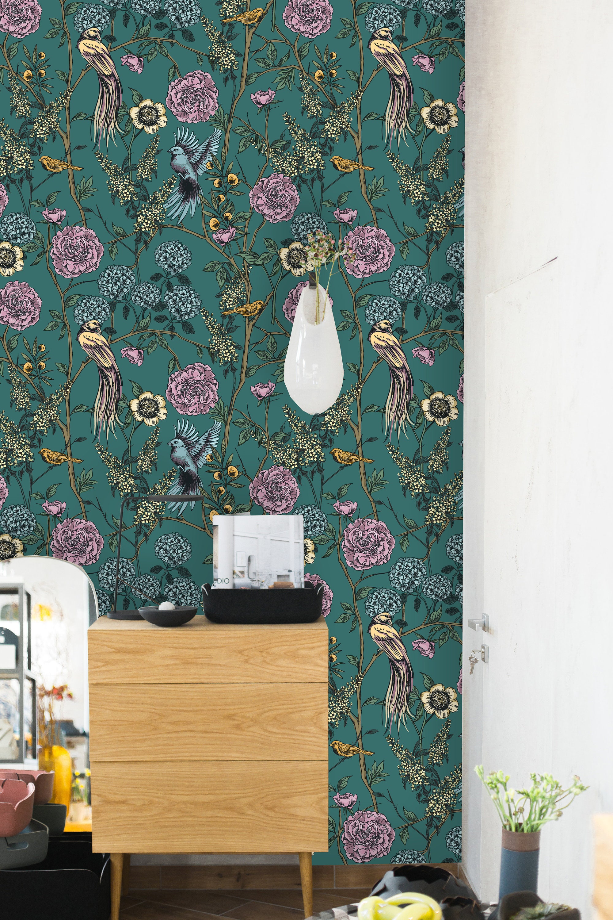 Removable Wallpaper Self Adhesive Wallpaper Vintage Floral Etsy Canada