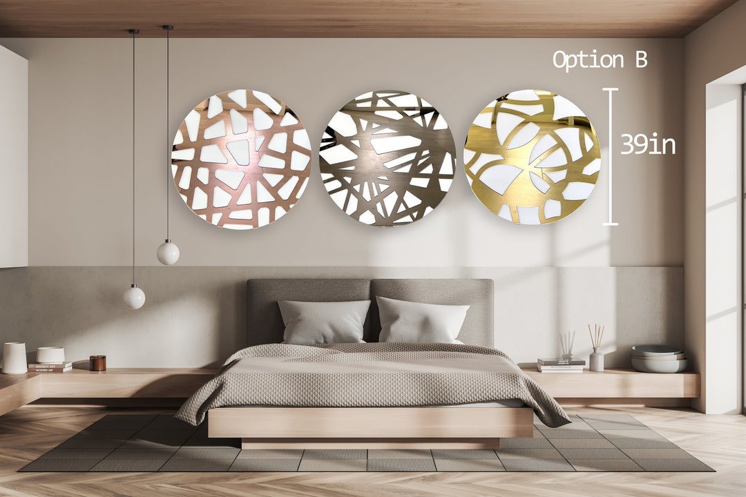 Geometric Circles / Set of 3/ Mirrored Acrylic Diamond / Wall Art